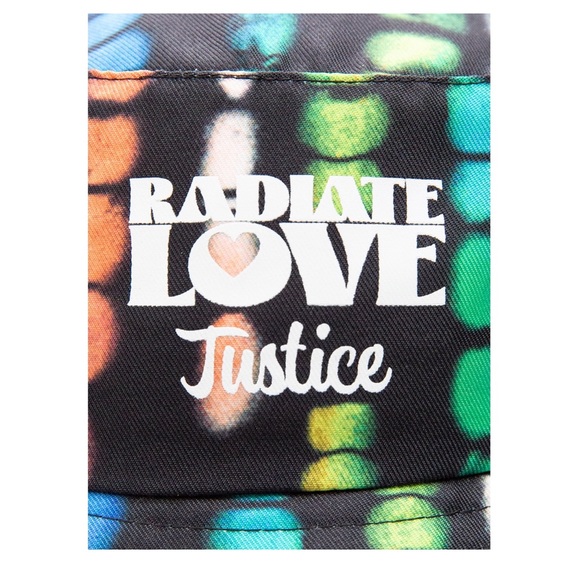 Justice Brand Child Girls/Boys Black Tie-Dye Bucket Hat, Radiate Love - Picture 12 of 12